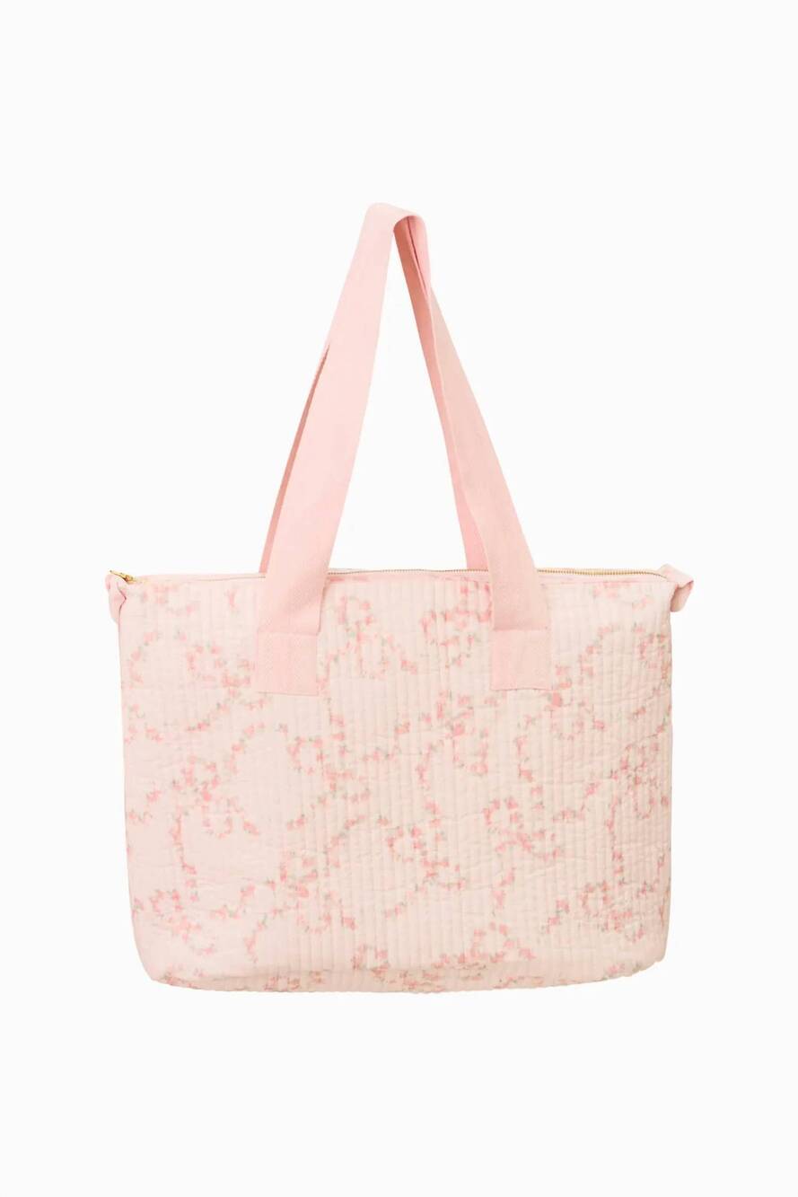 NEW LOVESHACKFANCY women's oran luna rosa fleur weekender bag in apple blossom